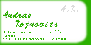 andras kojnovits business card